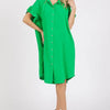 Mittoshop Button Down Flounce Sleeve Dress with Pockets - Green