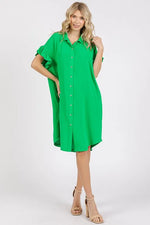 Mittoshop Button Down Flounce Sleeve Dress with Pockets - Farnelli