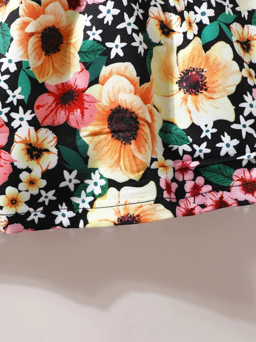 Children's Ruffled Bow Contrast Floral Dress with Headband - Farnelli
