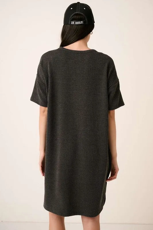 Mittoshop Urban Rib Knit Short Sleeve Tee Dress - Farnelli