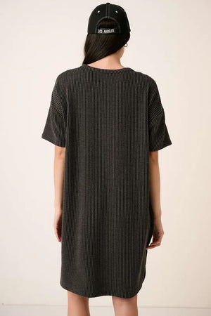 Mittoshop Urban Rib Knit Short Sleeve Tee Dress - Farnelli