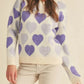 Heart Ribbed Hem Long Sleeve Sweater - Farnelli