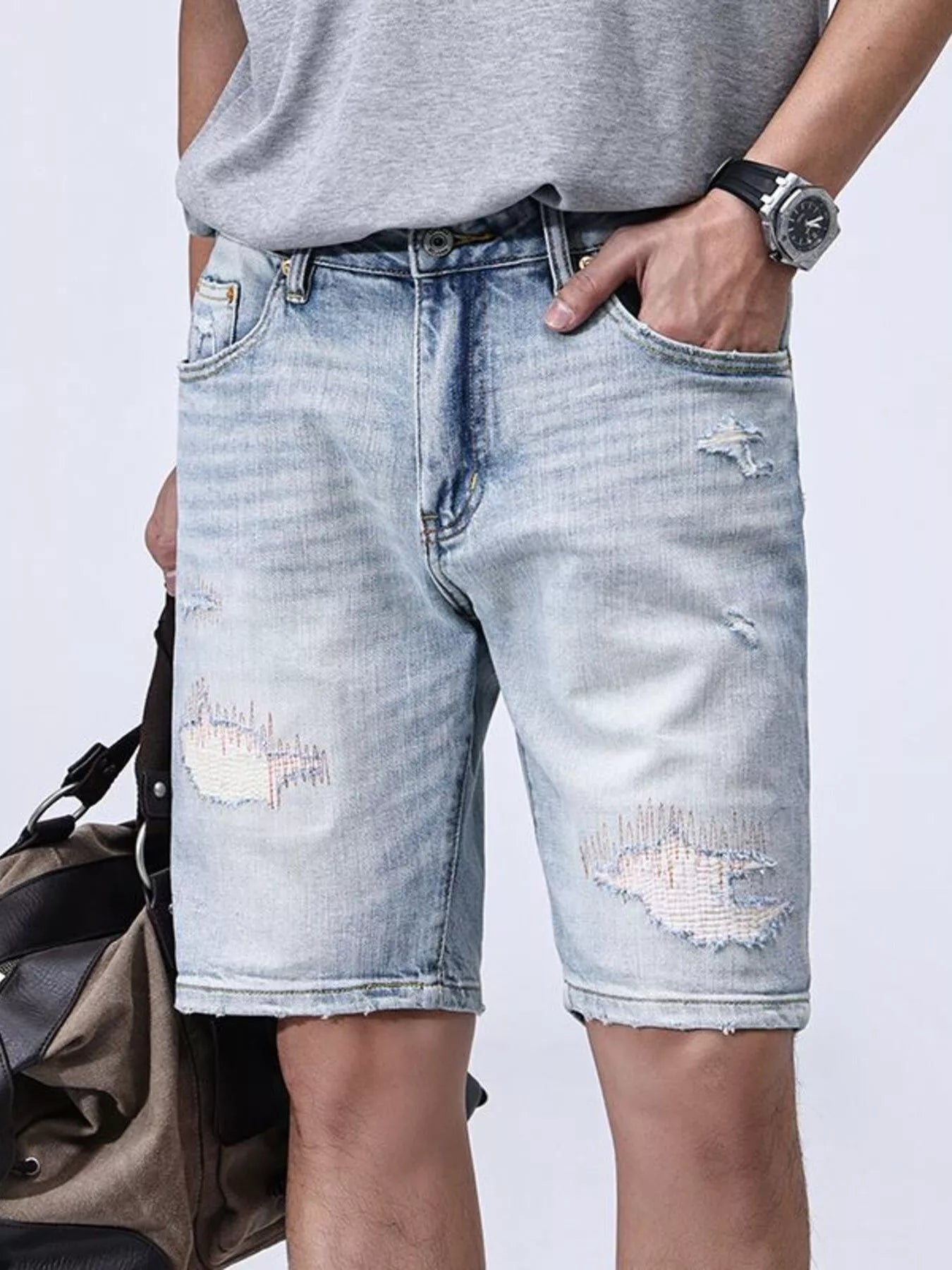 Men's Distressed Denim Shorts - Farnelli