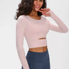 Millennia Long Sleeve Cropped Top With Sports Strap - Blush Pink
