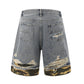 Men's Distressed Camouflage Denim Shorts - Farnelli