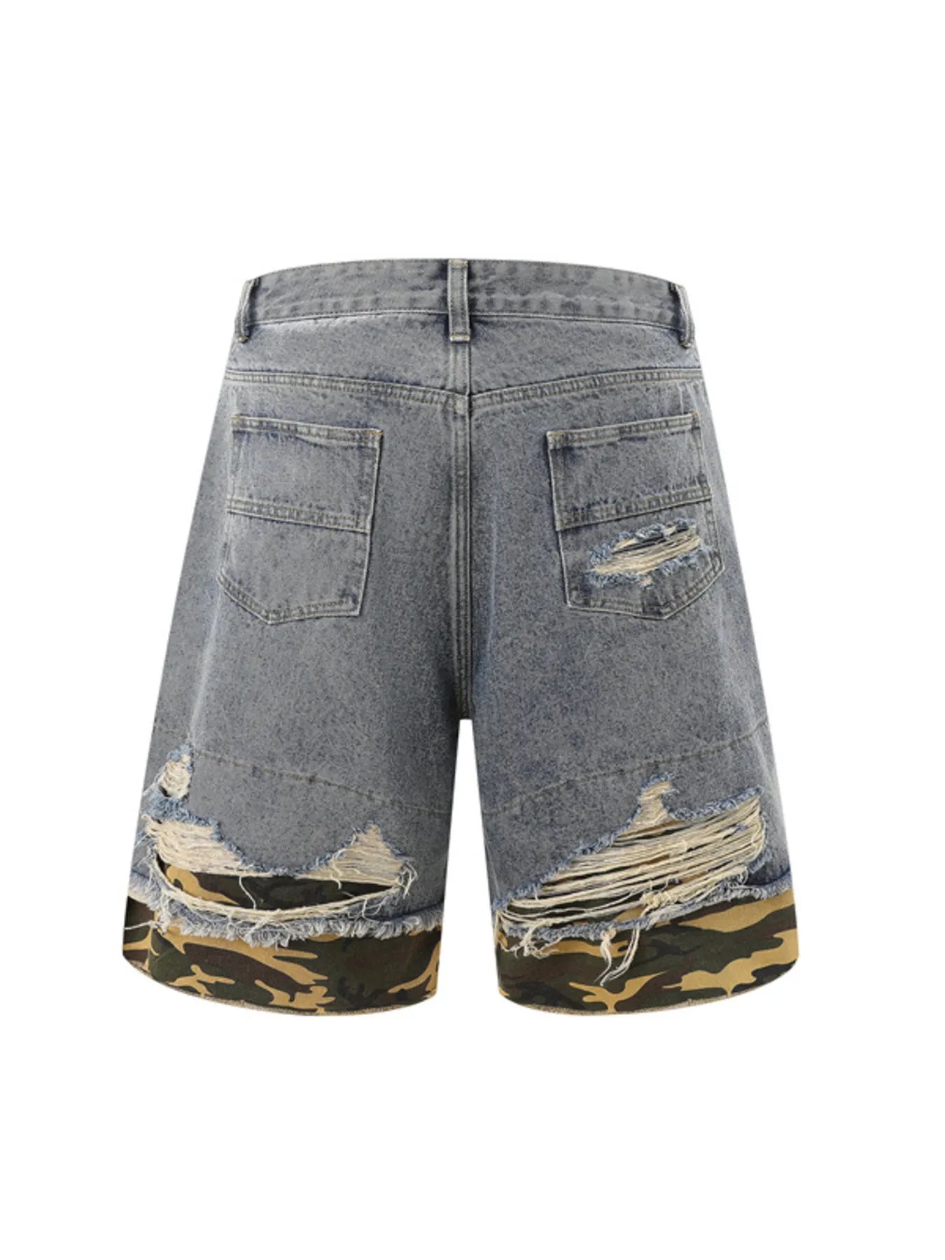 Men's Distressed Camouflage Denim Shorts - Farnelli