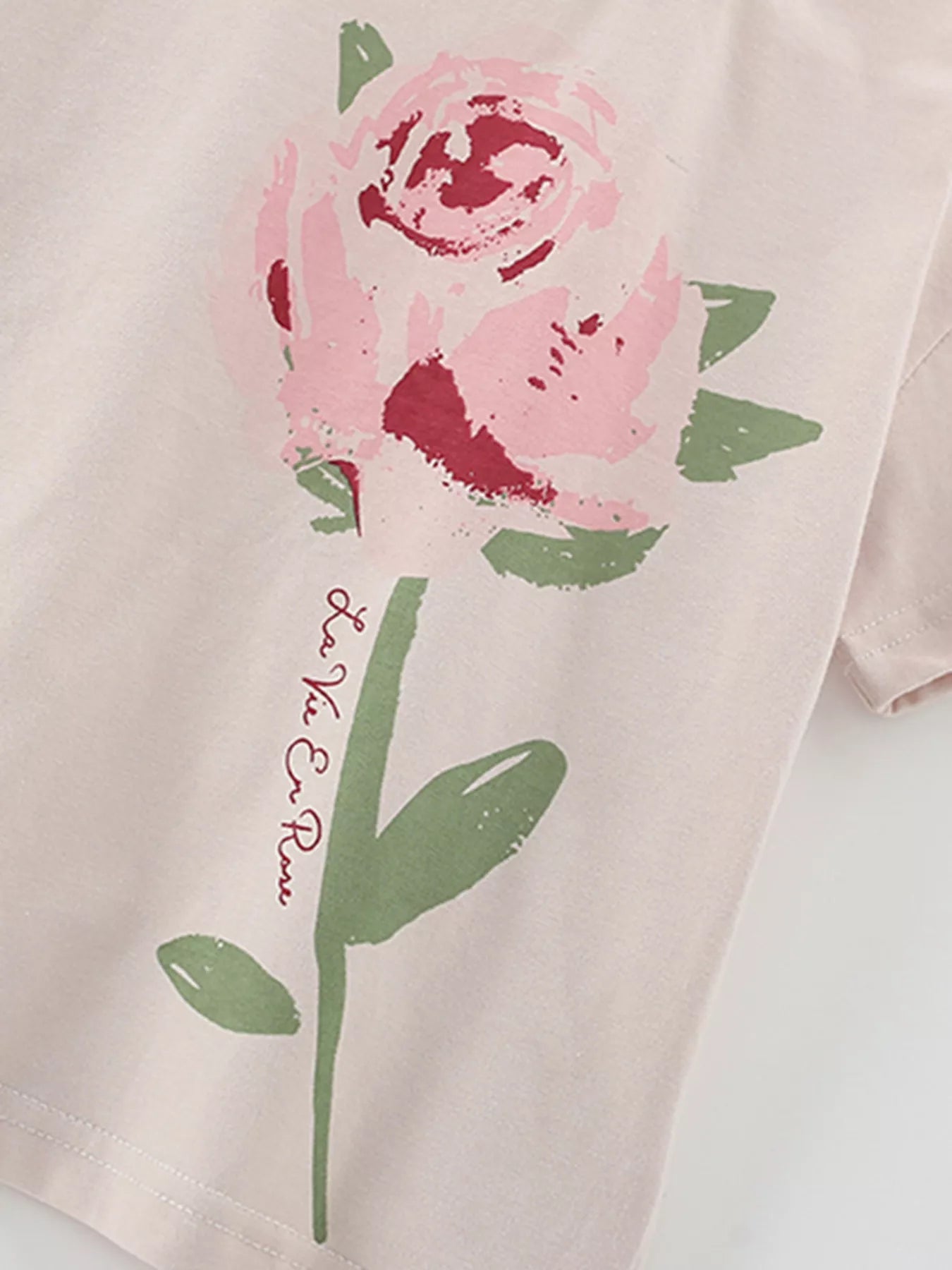 Children's Flower Round Neck Tee and Shorts Set - Farnelli