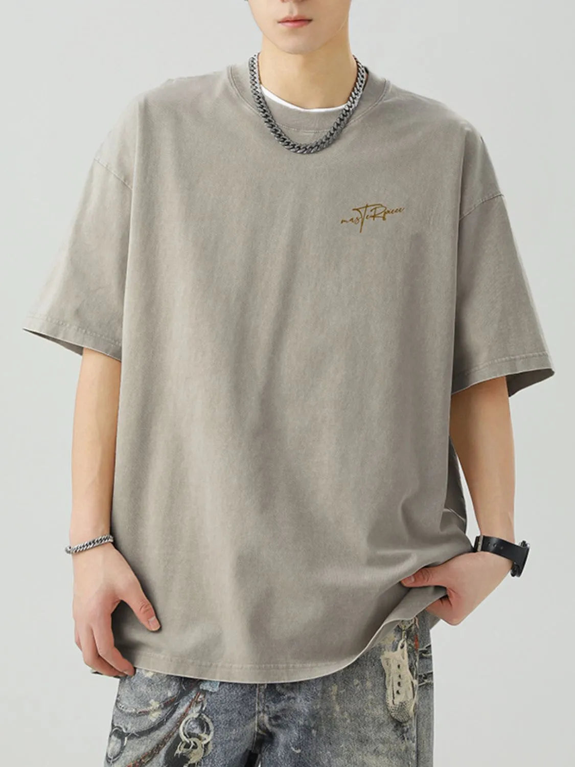 Men's Plus Size Round Neck Letter Graphic T-Shirt - Farnelli