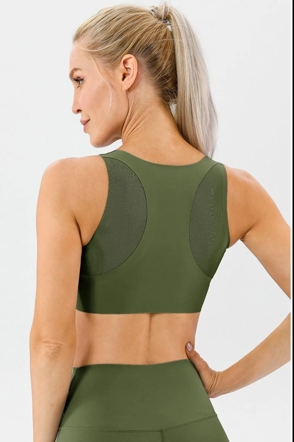 Round Neck Wide Strap Active Bra - Farnelli