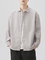 Men's Plus Size Casual Solid Color Long Sleeve Shirt - Farnelli