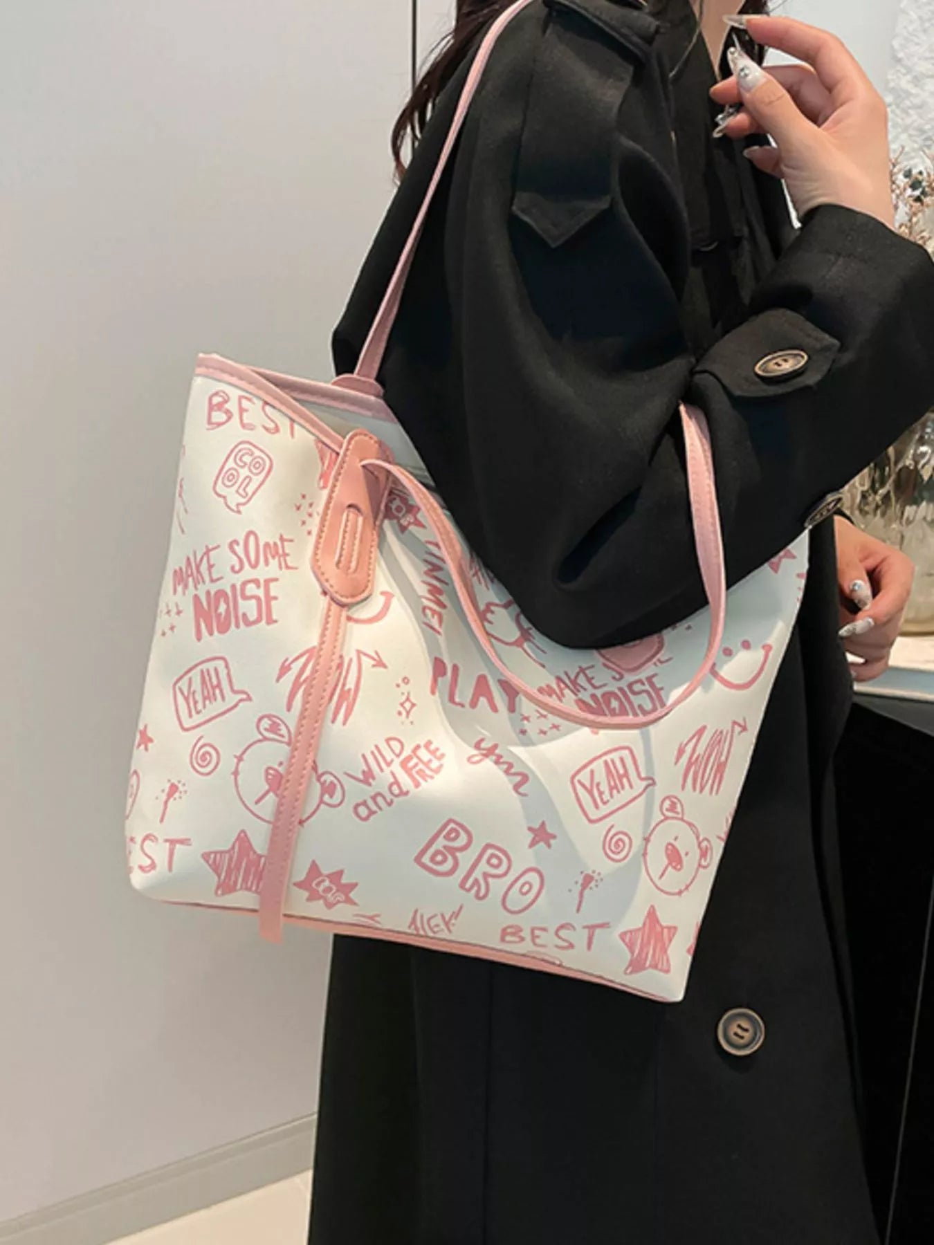Graffiti Print Casual Tote Bag - Farnelli