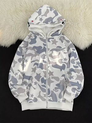 Men's Camo Print Zip-Up Hoodie - Farnelli