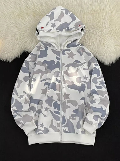 Men's Camo Print Zip-Up Hoodie - Farnelli