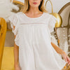 BiBi Ruffled Woven Top - IVORY