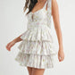 MABLE Floral Print Shoulder Tie Layered Mini Dress - Farnelli