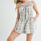 MABLE Plaid Sleeveless Button Down Romper - Farnelli