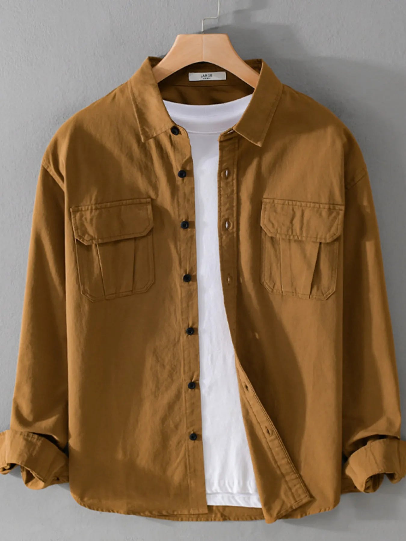 Men's Plus Size Button Down Shirt with Dual Chest Pockets - Farnelli