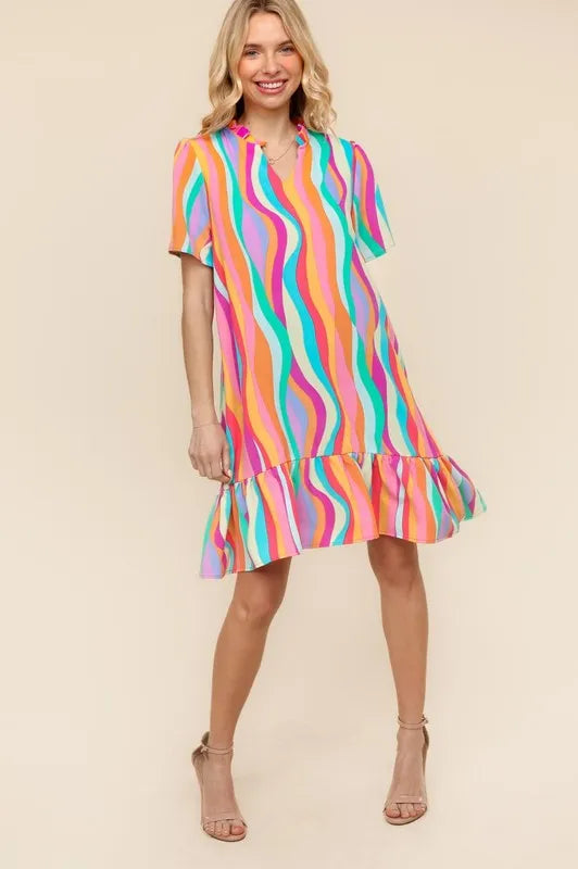 Haptics Tiered Woven Ruffle Hem Dress - Farnelli
