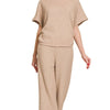 Zenana Sweater Mock Neck Top & Long Pants Set - LT MOCHA