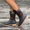Round Toe Block Heels Boots - Gray