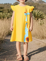 Children's Sunflower Ruffle Cap Sleeve Dress - Farnelli