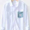 Men's Plus Size Button Up Long Sleeve Shirt - White