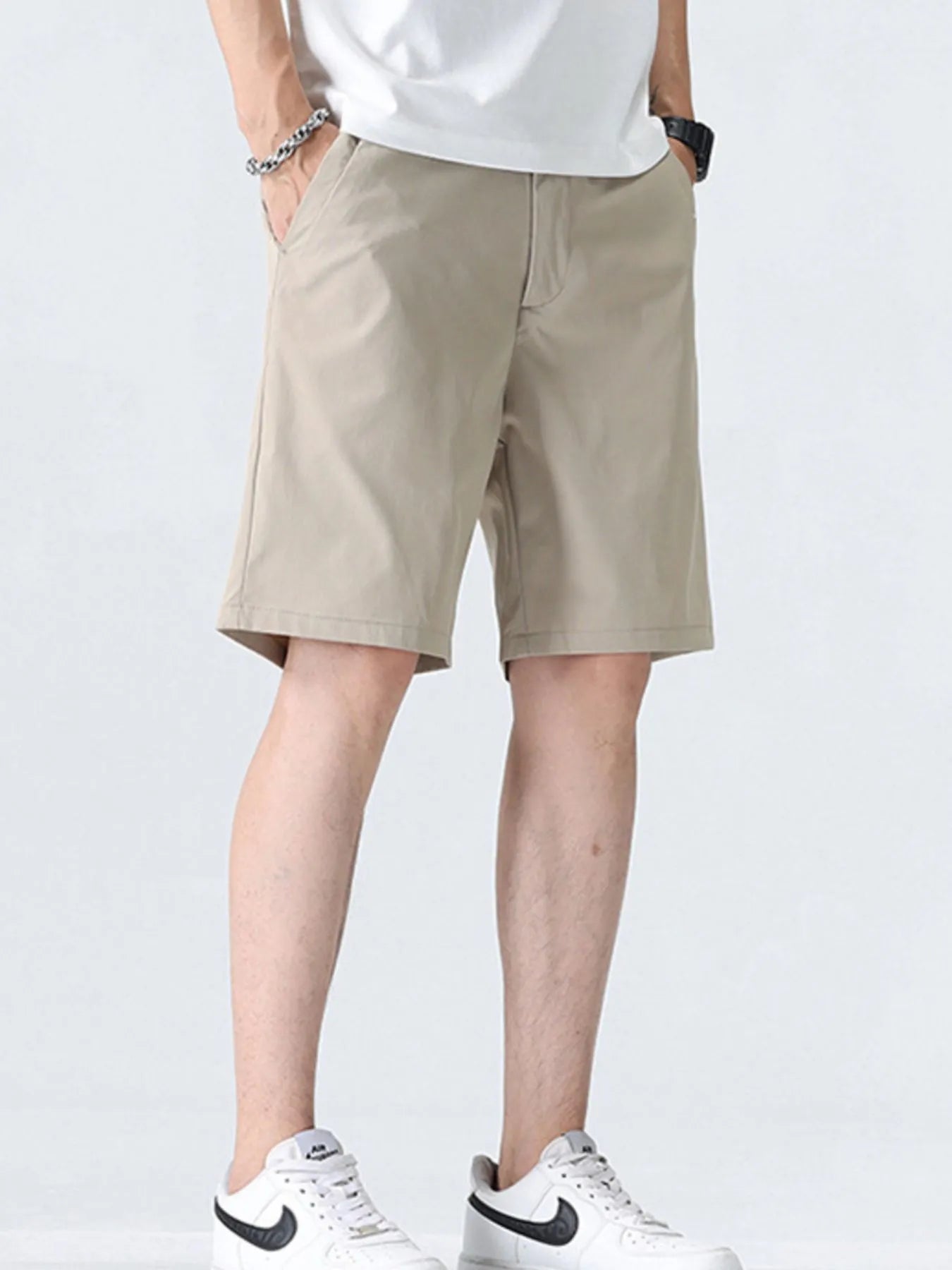 Men's Plus Size Elastic Waistband Shorts with Pockets - Farnelli