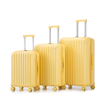 HouseOfZazla yellow 3-piece ABS hard case luggage set with spinner wheels and USB port