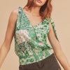 Aemi + Co Smocked Hem Printed Surplice Tank - Green