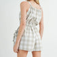 MABLE Plaid Sleeveless Button Down Romper - Farnelli