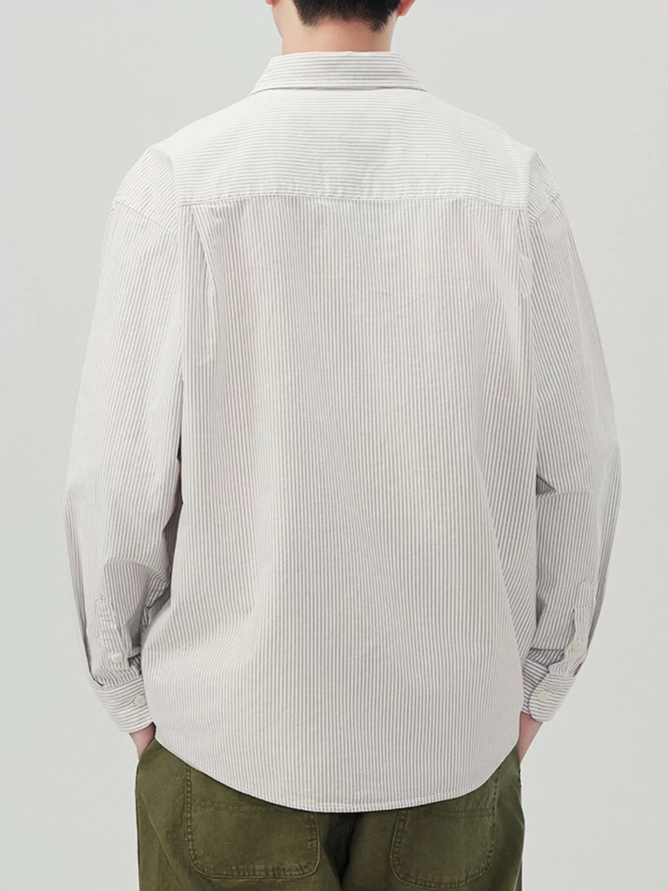 Men's Plus Size Striped Button Up Long Sleeve Shirt - Farnelli
