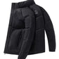 Men's Plus Size Stand Collar Puffer Jacket with Side Zipper Pockets - Farnelli