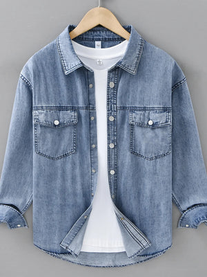 Men's Plus Size Snap Down Denim Shirt - Farnelli