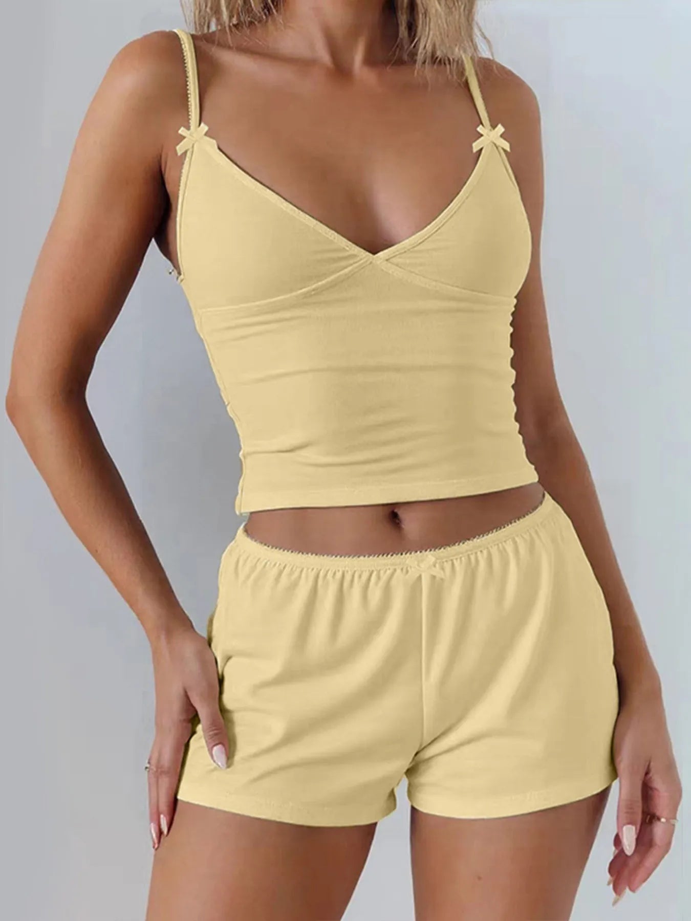 V-Neck Cami and Shorts Set - Farnelli