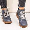 Round Toe Platform Boots - Blue