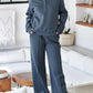 Collared Sweatshirt and High Waist Pants Active Set - Farnelli