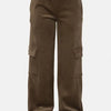 Mono B Elastic Waist Corduroy Cargo Pants - Olive Brown