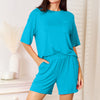 Basic Bae Full Size Soft Rayon Half Sleeve Top and Shorts Set - Sky Blue
