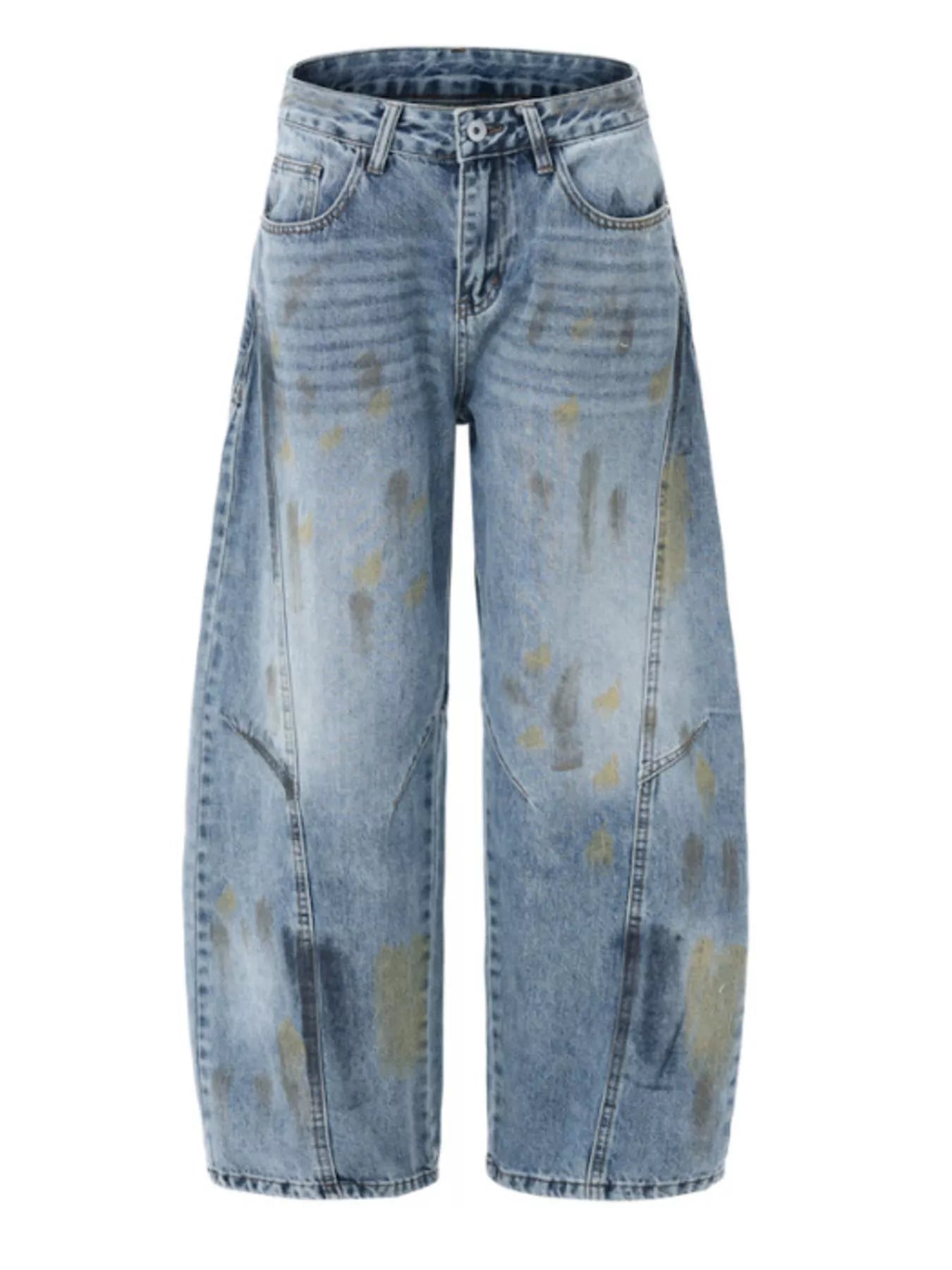 Men's Paint Splattered Wide Leg Jeans - Farnelli