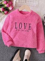 Children's Love Round Neck Fuzzy Sweatshirt - Farnelli