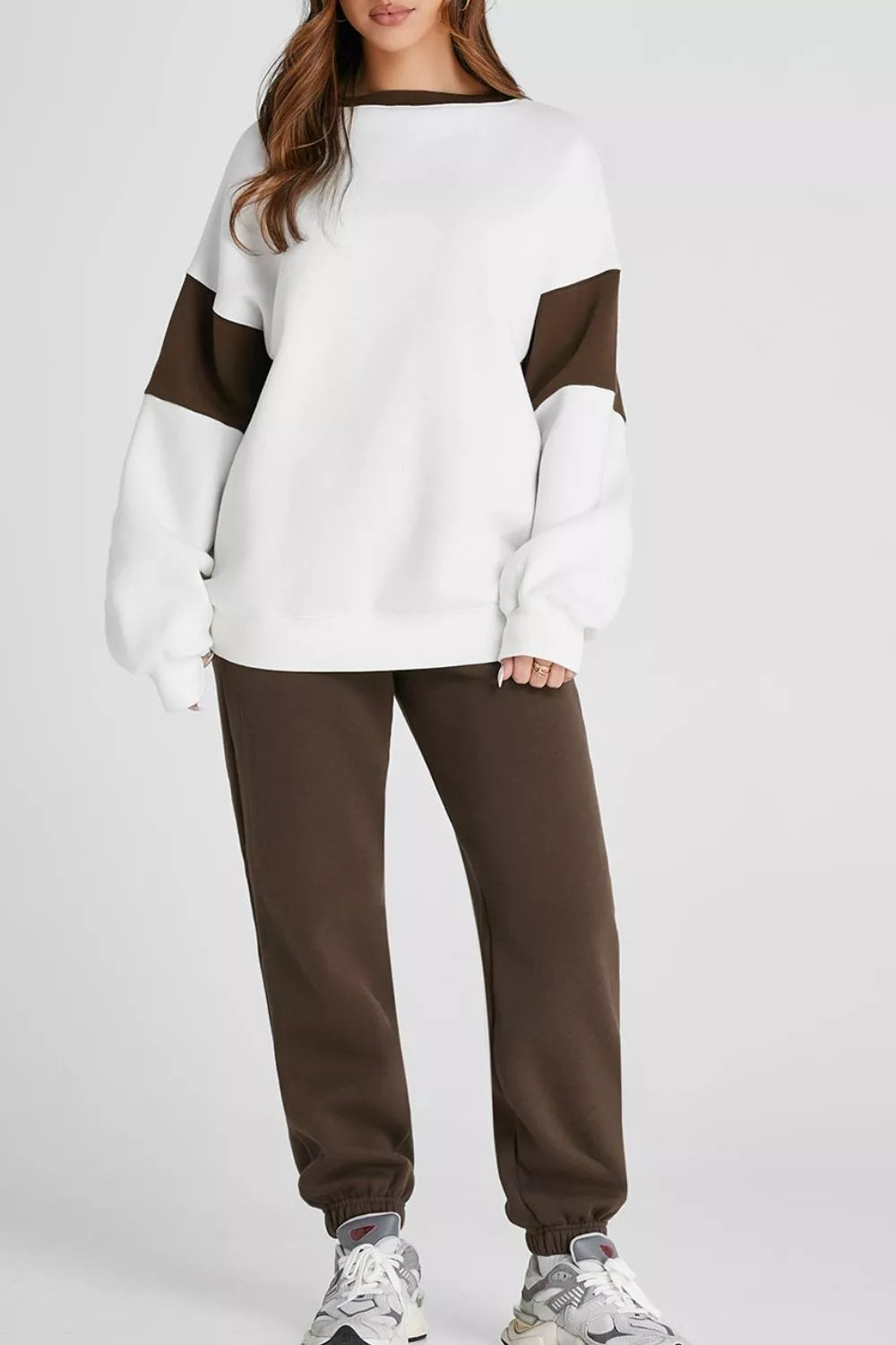 Drop Shoulder Loose Sweatshirt and Joggers Active Set - Farnelli