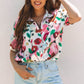 Adele Floral Slit V Neck Blouse - Farnelli