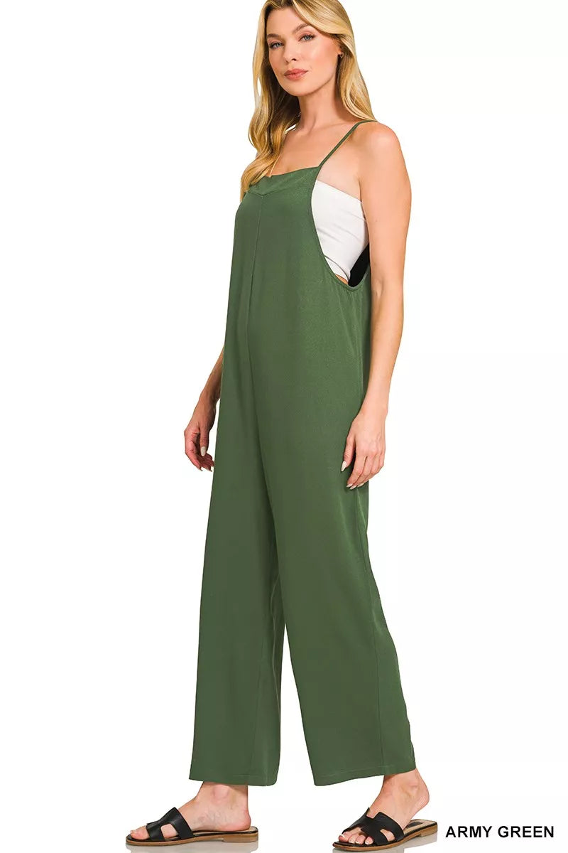 Zenana Rayon Woven Wide Leg Jumpsuit - Farnelli