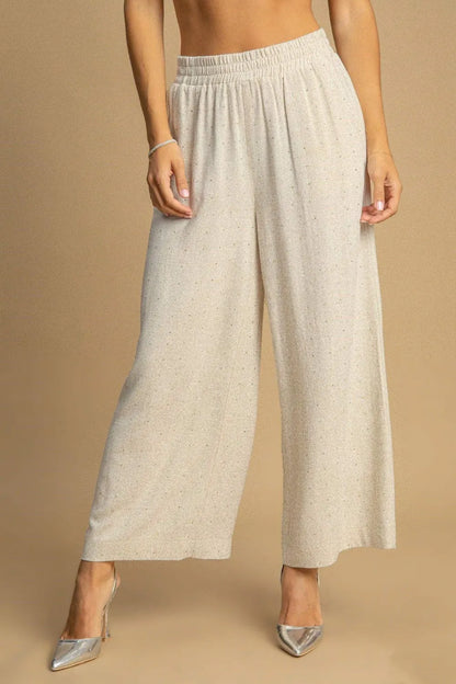 Umgee Full Size High Waisted Embellished Linen Pants Plus Size - Farnelli