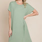 BOMBOM Ribbed Round Neck Short Sleeve Dress - Farnelli