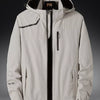Men's Plus Size Hooded Windproof Zip Up Outdoor Jacket - Khaki