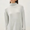 Be Cool Side Slit Mock Neck Long Sleeve Tunic Top - Light Gray