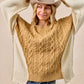 BiBi Cable Knit With Hacci Combo Sweater With Uneven Hem Detail - Farnelli