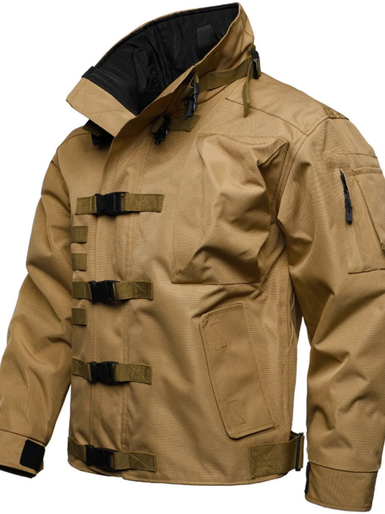 Men's Full Size Multi Buckle Water-Resistant Jacket Plus Size - Farnelli