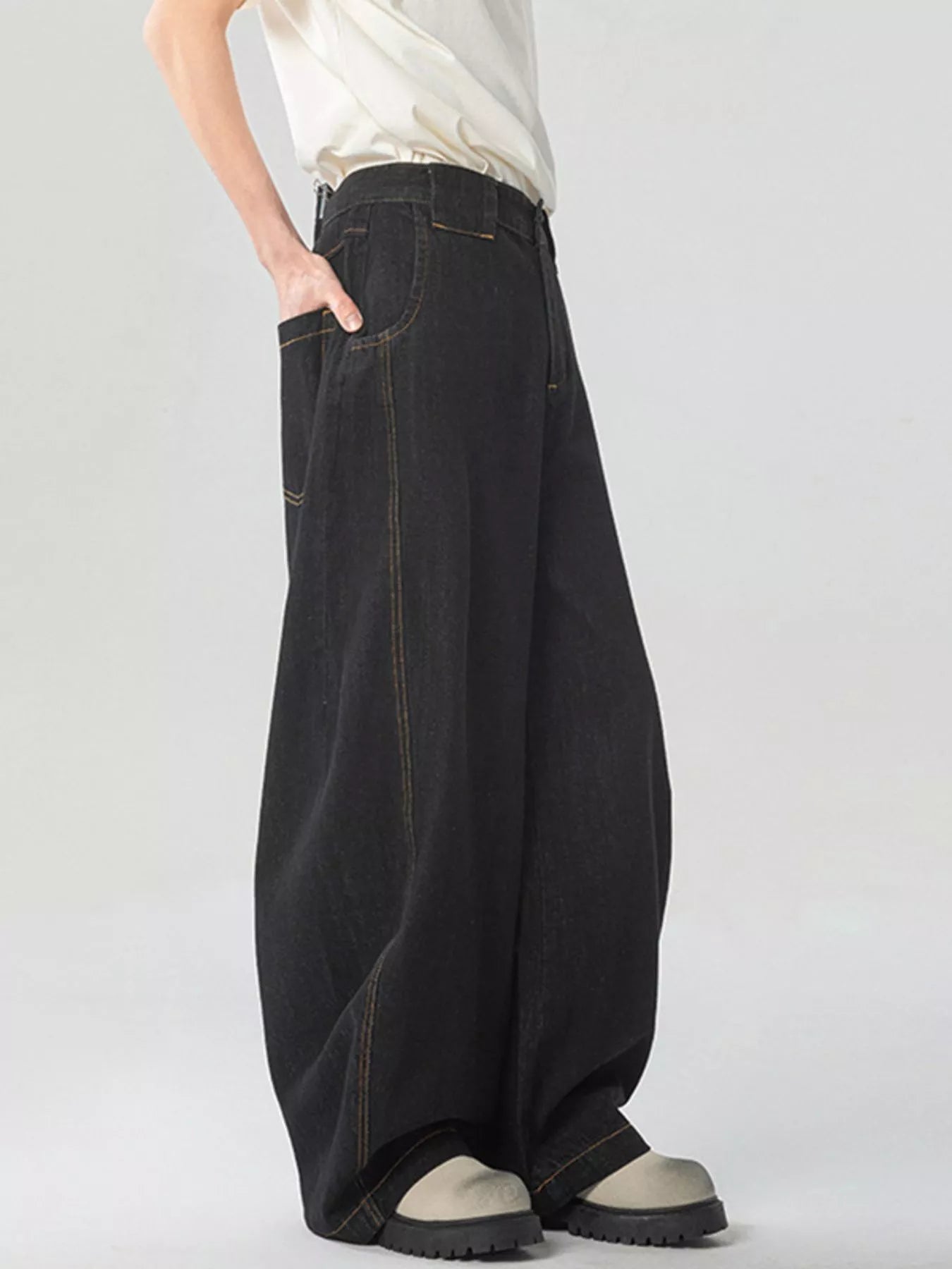 Men's Washed Wide Leg Jeans - Farnelli